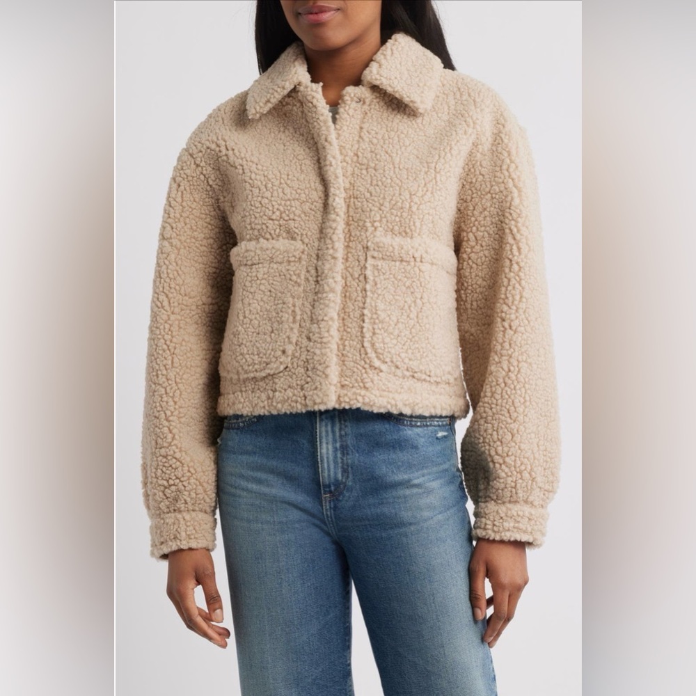 Lucky Brand Patch Pocket Faux Fur
Crop Jacket Size Large NWT